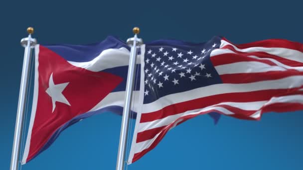 4k Seamless États-Unis d'Amérique et Cuba Drapeaux arrière-plan, États-Unis CUB CU . — Video