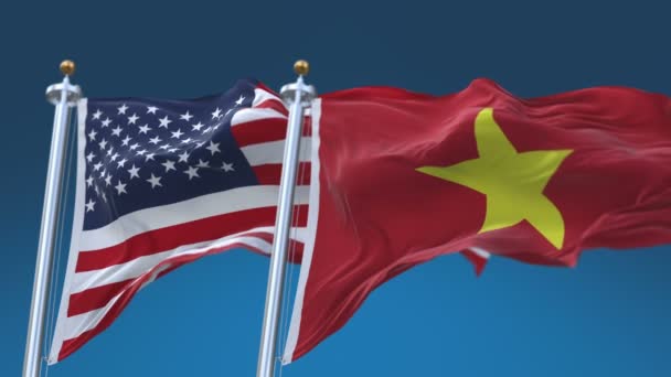 4k Kusursuz Amerika Birleşik Devletleri ve Vietnam Bayrakları, ABD VİE VN — Stok video