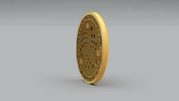 4k IOTA moneda IoT Crypto Moneda Logo 3D rotar finanzas negocio monetario . — Vídeos de Stock