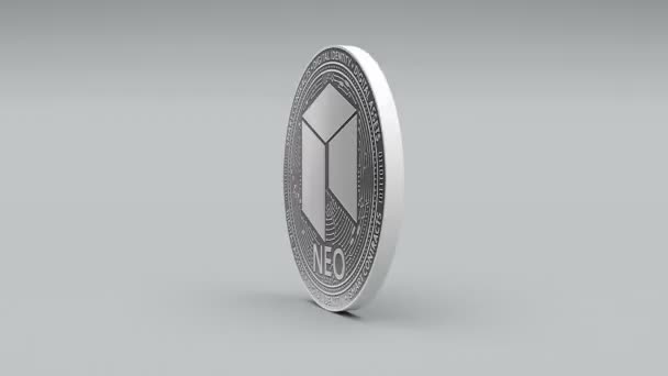 4k NEO монета Криптовалюта Логотип 3D обертати фінанси Грошовий бізнес . — стокове відео