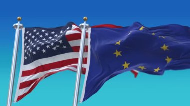 4k Kesintisiz Amerika Birleşik Devletleri ve Avrupa Birliği Bayrakları arka plan,Usa Eu