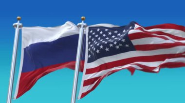 4k Kesintisiz Amerika Birleşik Devletleri ve Rusya Bayrakları arka plan, Usa Rus.