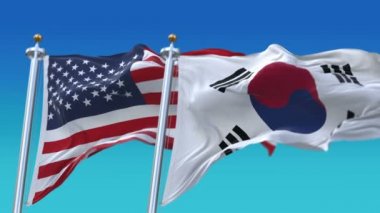 4k Kesintisiz Amerika Birleşik Devletleri ve Güney Kore Bayrakları arka plan, Usa Kor.