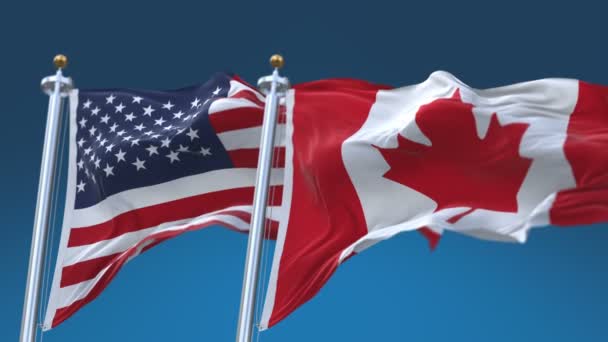 4K χωρίς ραφές Ηνωμένες Πολιτείες της Αμερικής και του Καναδά σημαίες φόντο, Ηνωμένες Πολιτείες μπορεί να CA. — Αρχείο Βίντεο