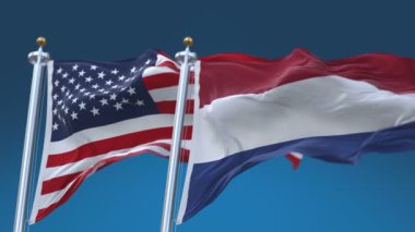4k Kesintisiz Amerika Birleşik Devletleri ve Hollanda Bayrakları arka plan, Amerika Nl.