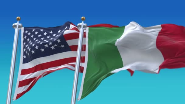 4k Seamless Estados Unidos de América e Italia Banderas de fondo, USA ITA . — Vídeos de Stock