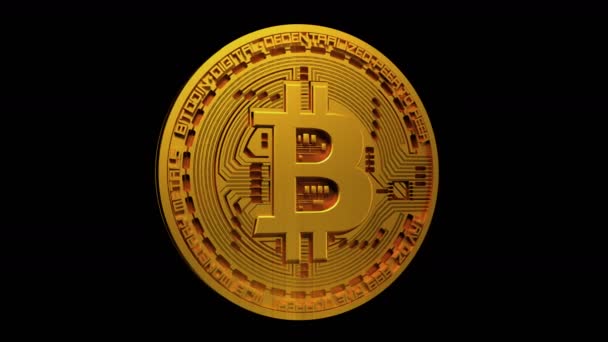 4k Bitcoin Kryptowährung logo 3d dreht btc coin finance business animation. — Stockvideo