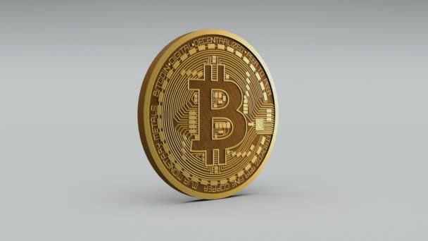 4k Bitcoin Crypto Moneda Logo 3D rota btc financiación de moneda animación empresarial . — Vídeos de Stock