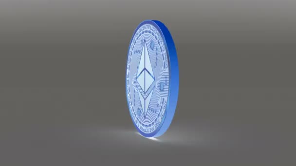 4k Ethereum moneda Éter Cripto Moneda Logotipo 3D rotar finanzas negocio monetario — Vídeo de stock