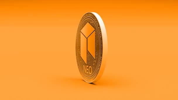 4k Neo-Coin Kryptowährung Logo 3d drehen Finanzen Geldgeschäft. — Stockvideo