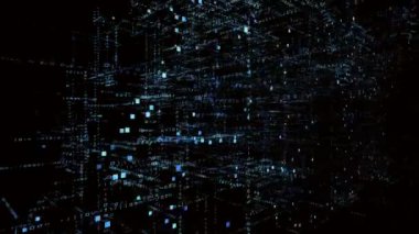4k vergi kelime etiketi bulut, ikili bilgisayar kodu. Matrix tarzı ikili bilgisayar kodu şekilli metin tasarımı animasyon, sıfırdan bir basamak, soyut gelecek teknoloji arka plan değişen.