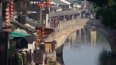 Geleneksel Çince evleri ve köprü Xitang su şehirde, shanghai, Çin.