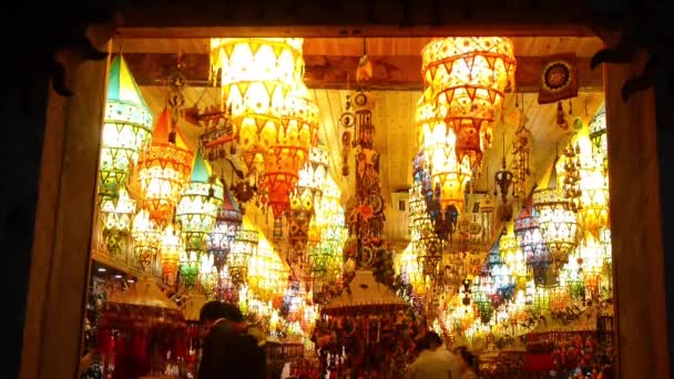 Golden lantern shop at night,tourist sketch,shanghai china. — Stock Video