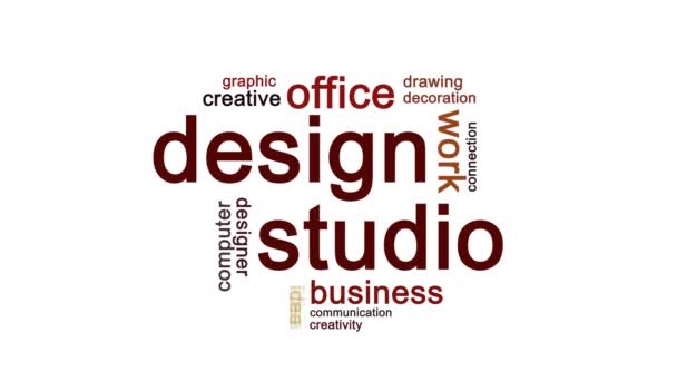 Design Studio Animado Word Cloud, Animação de Design de Texto. — Vídeo de Stock
