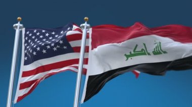 4k Kesintisiz Amerika Birleşik Devletleri ve Irak Bayrakları arka plan,Abd Irq Iq.