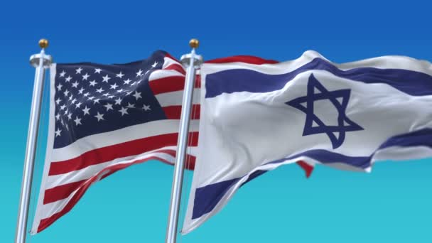 4k bezešvé Spojené státy americké a izraelské příznaky pozadí, USA ISR Il. — Stock video