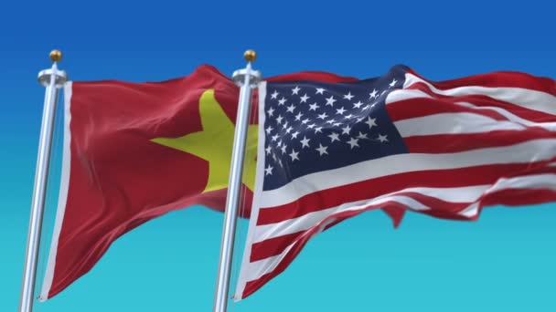 4k Seamless United States of America och Vietnam Flags bakgrund, USA US VIE VN — Stockvideo