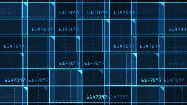 4k Numero virtuale quadrato, scienza linee tecnologiche, matrice griglia di scansione sfondo . — Video Stock