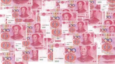 4k başgösteren 100 Rmb faturaları para servet arka plan Float.