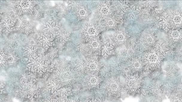 4k fiocco di neve neve chrismas fiore disegno modello sfondo . — Video Stock