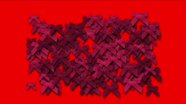 4 k červené bowknot rozeta vánoční dovolená dekorace dárkové pozadí. — Stock video