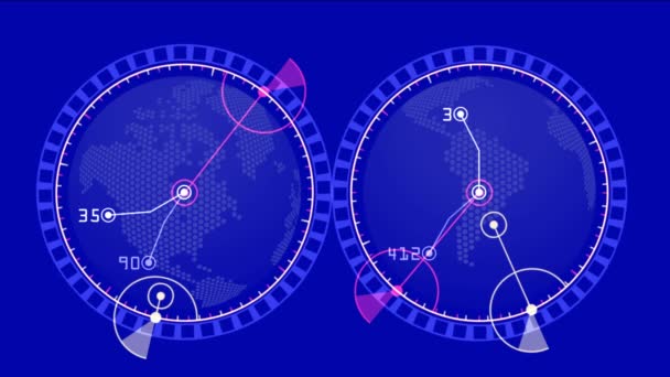 4 k global Gps jorden city karta militär Radar Gps navigering gränssnitt. — Stockvideo