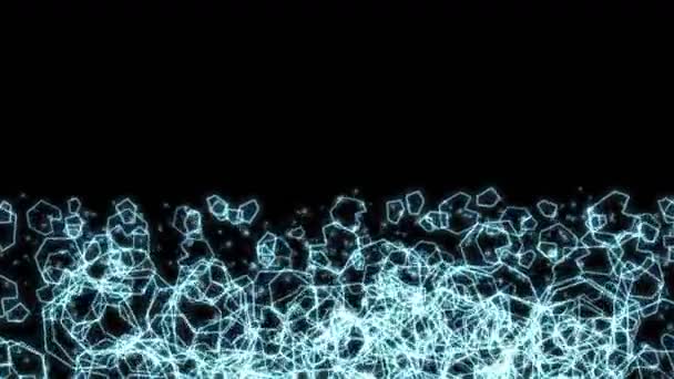 4 k abstracte scifi veelhoek ruimte, microben bacteriën sporen deeltjes explosie. — Stockvideo