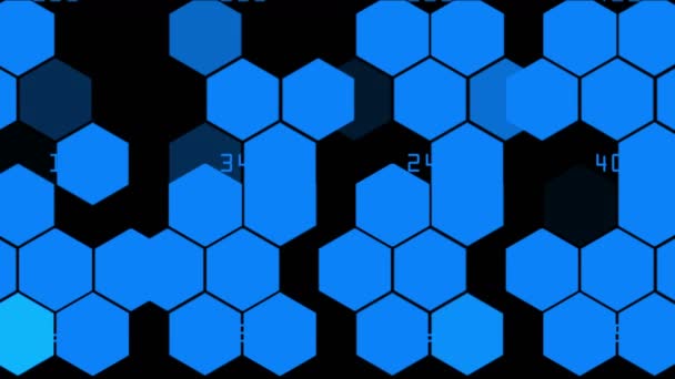 4k Hexagon chimica molecolare, dati geometria di analisi di fondo informazioni . — Video Stock