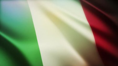 4k İtalya Ulusal bayrak kırışıklıkları İtalya 'nın mavi gökyüzünde pürüzsüz bir rüzgar döngüsü