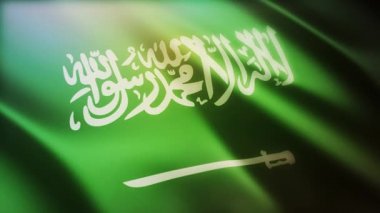4k Suudi Arabistan Ulusal Bayrak Kırışıklıkları Gökyüzü arka planında pürüzsüz rüzgar.