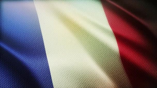 4k无缝法国国旗在法国无缝回旋背景下飘扬. — 图库视频影像