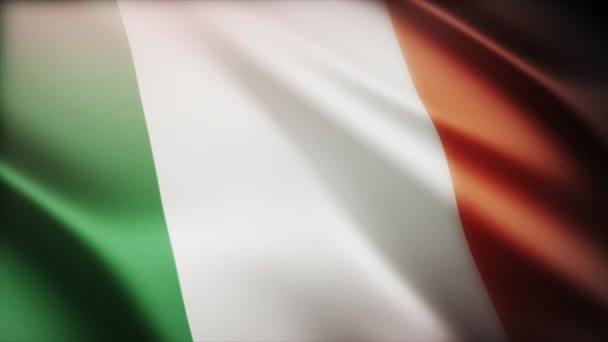4k Irland National flagga rynkor vind i irländska sömlösa loop bakgrund. — Stockvideo