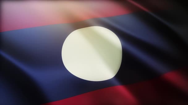 4k Laos National flag wrinkles wind in Lao seamless loop background. — Stock Video
