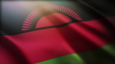 4k Malawi Ulusal bayrak kırışıklıkları pürüzsüz bir döngü içinde rüzgar.