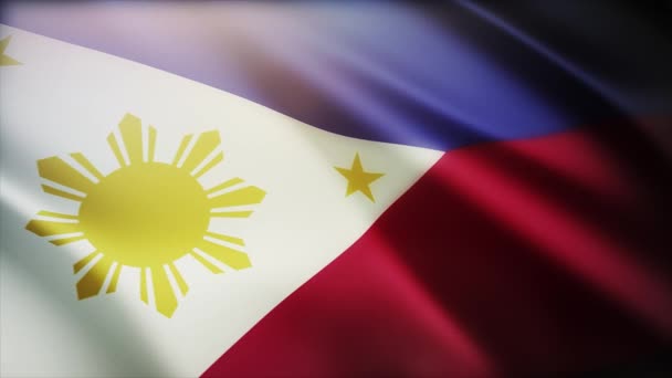 4k Philippines drapeau national rides vent Philippine fond de boucle sans couture . — Video