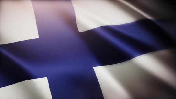 4k Finlande Drapeau national ridules vent en Finlandais fond boucle transparente. — Video