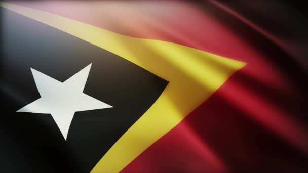 4k Восточный Тимор Государственный флаг морщины ветер Восточный Тимор бесшовный фон . — стоковое видео