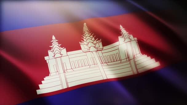 4k Camboya Bandera nacional arrugas viento en fondo de bucle sin costuras de Camboya . — Vídeos de Stock