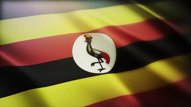 4k Uganda National flag wrinkles in wind Ugandan seamless loop background. — Stock Video