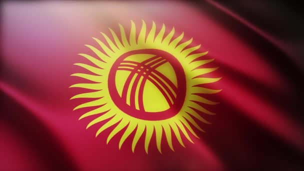 4k Kyrgyzstan National flag wrinkles wind in seamless loop background. — 비디오