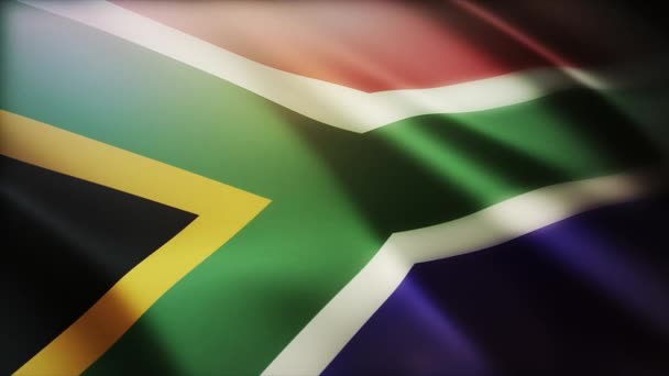 4k Sydafrika National flagga rynkor vind Sydafrika sömlös bakgrund. — Stockvideo