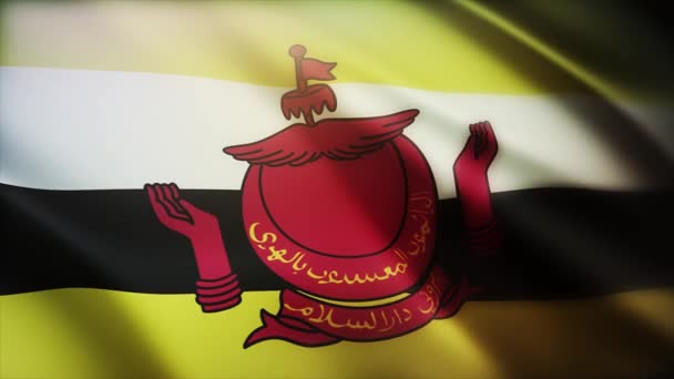 4k Brunei National flagga rynkor i vind sömlös loop bakgrund. — Stockvideo