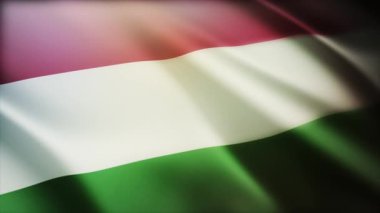 4k Macaristan Ulusal bayrağı Macaristan 'ın pürüzsüz arka planında kırışıyor.