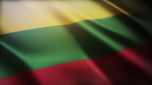 4k Lithuania National flag wrinkles wind in Lithuanian seamless loop background — Stock Video