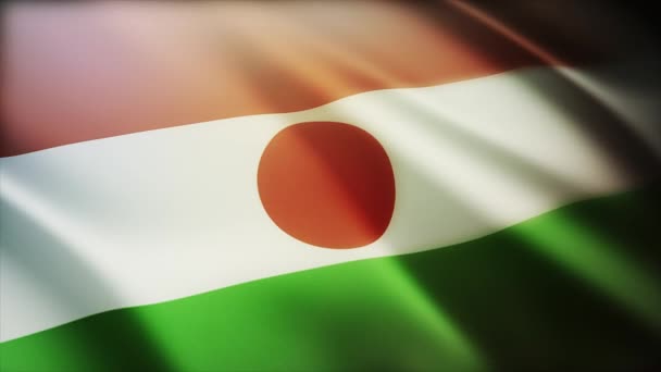 4k Niger Nationale vlag rimpels in wind naadloze lus achtergrond. — Stockvideo