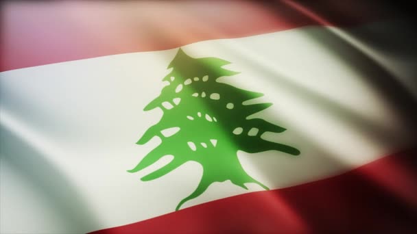 4k Libanon Nationale vlag rimpels wind in Libanese naadloze lus achtergrond. — Stockvideo
