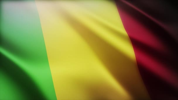 4k Mali National flag wrinkles wind in Malian seamless loop background. — Stock Video