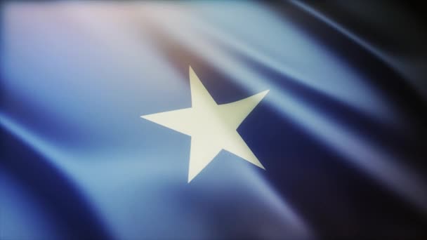 소말리아 의 4k National Flag wrinkles in wind Somali seamless loop background. — 비디오