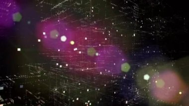 4k Büyük Veri Canlandırılmış Etiket Kelime Bulutu, Matrix ikili bilgisayar kod animasyonu.