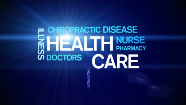 4k Health Care Animated Tag Word Cloud, Tipografia de animação de design de texto. — Vídeo de Stock